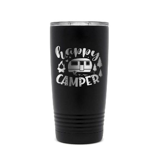 Happy Camper - Insulated Coffee Tumbler Cup with Sliding Lid